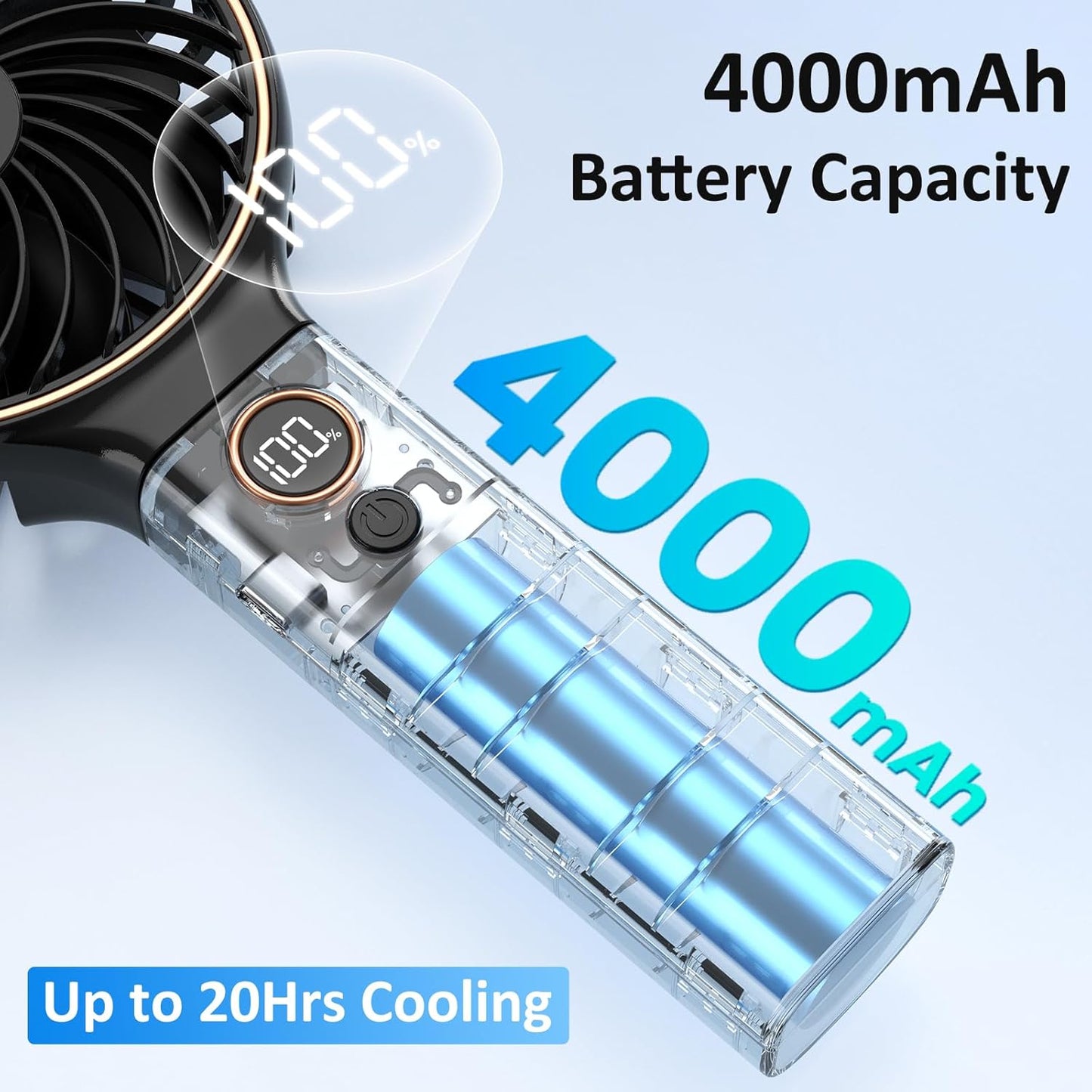 Rechargeable Hand Held Fan with LED Display