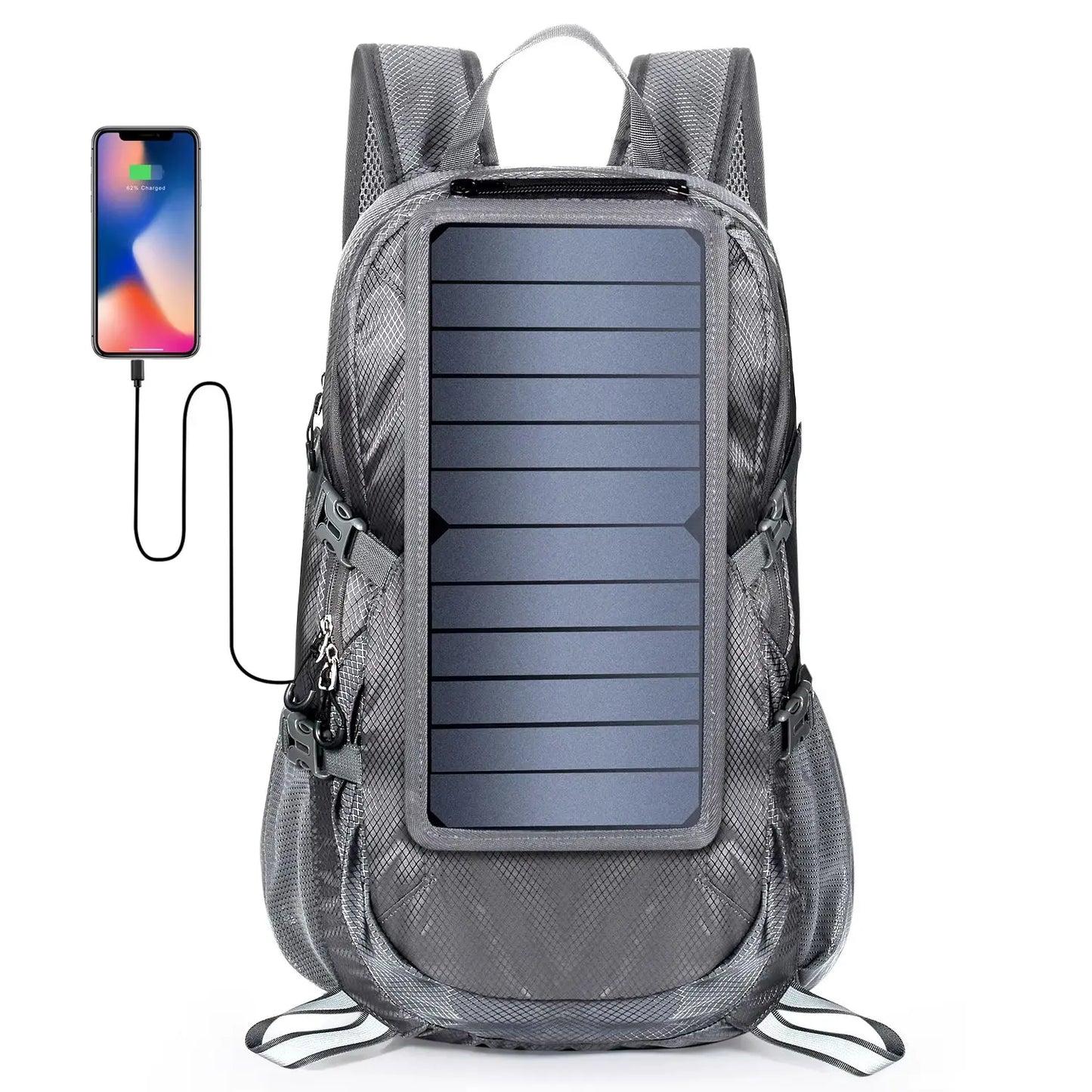30L Solar Backpack – Foldable Hiking Daypack with USB Charging