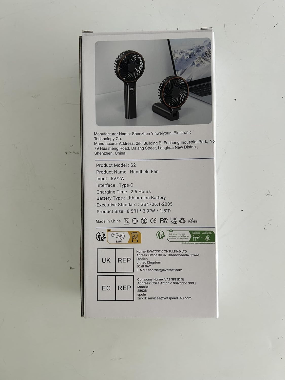 Rechargeable Hand Held Fan with LED Display