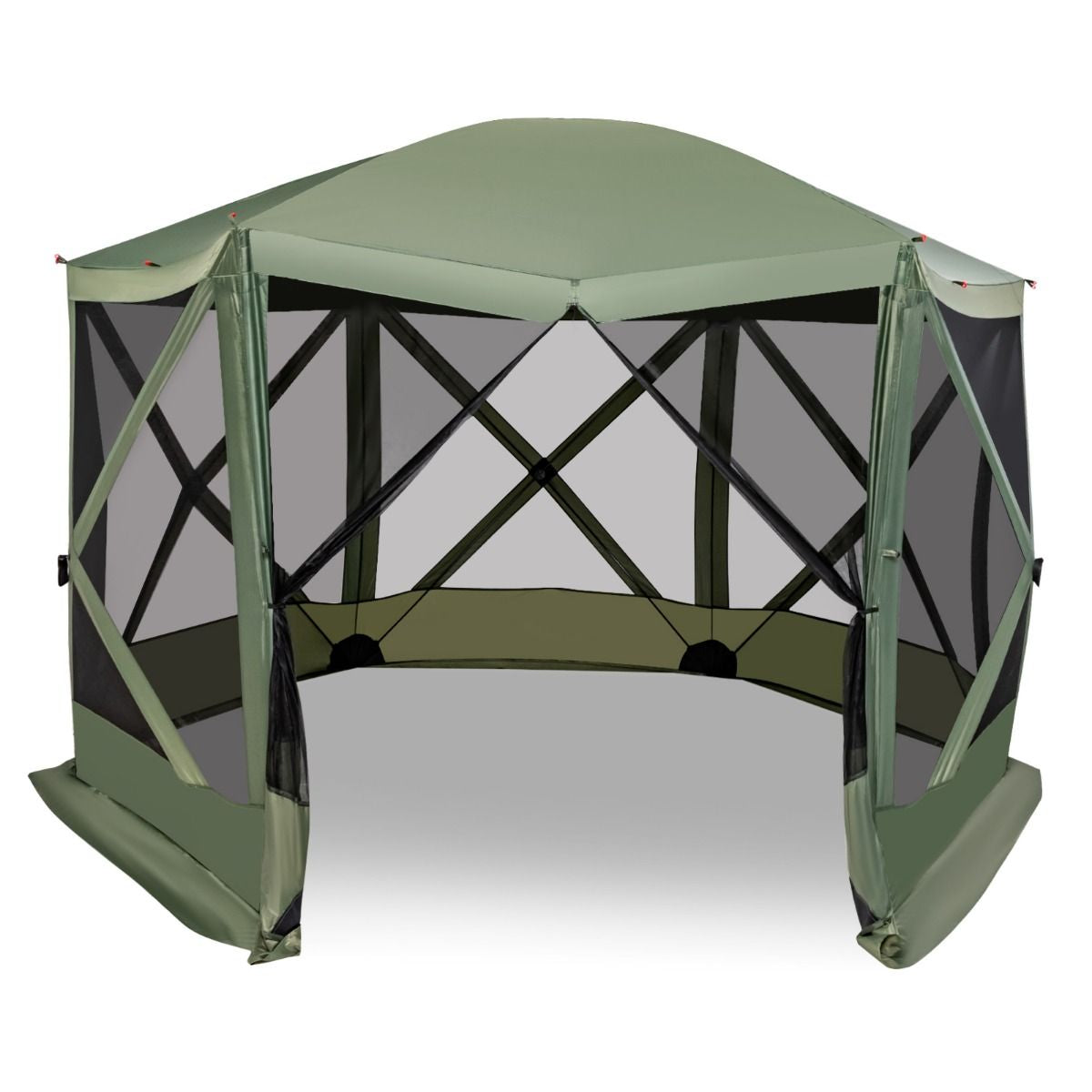 6-Sided Camping Gazebo Instant Setup Hub Tent with Portable Carrying Bag