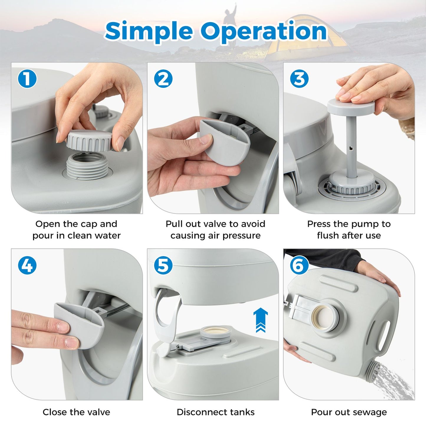 Portable Toilet with 20 L Detachable Waste Tank