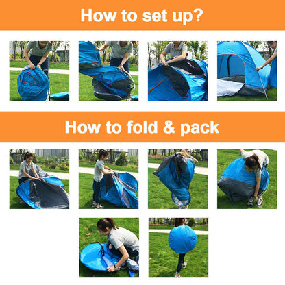 3 Man Automatic Instant Pop up Tent Double Door Camping Tent Waterproof Outdoor