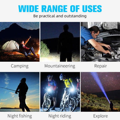 2Pcs LED Flashlight Super Bright Torch USB Rechargeable Lamp High Powered 3 Mode