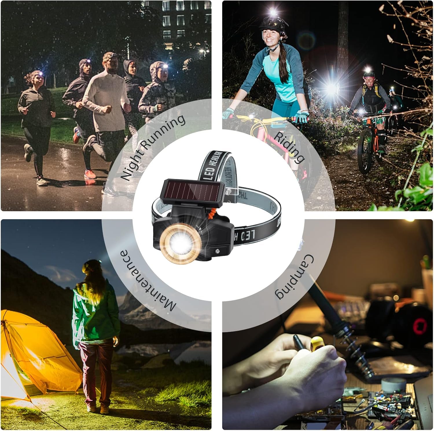 Solar Headlamp with Sensor – 3 Light Modes, 2 Charging Methods