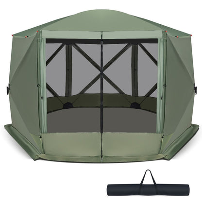 6-Sided Camping Gazebo Instant Setup Hub Tent with Portable Carrying Bag