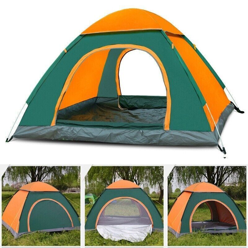 3 Man Automatic Instant Pop up Tent Double Door Camping Tent Waterproof Outdoor