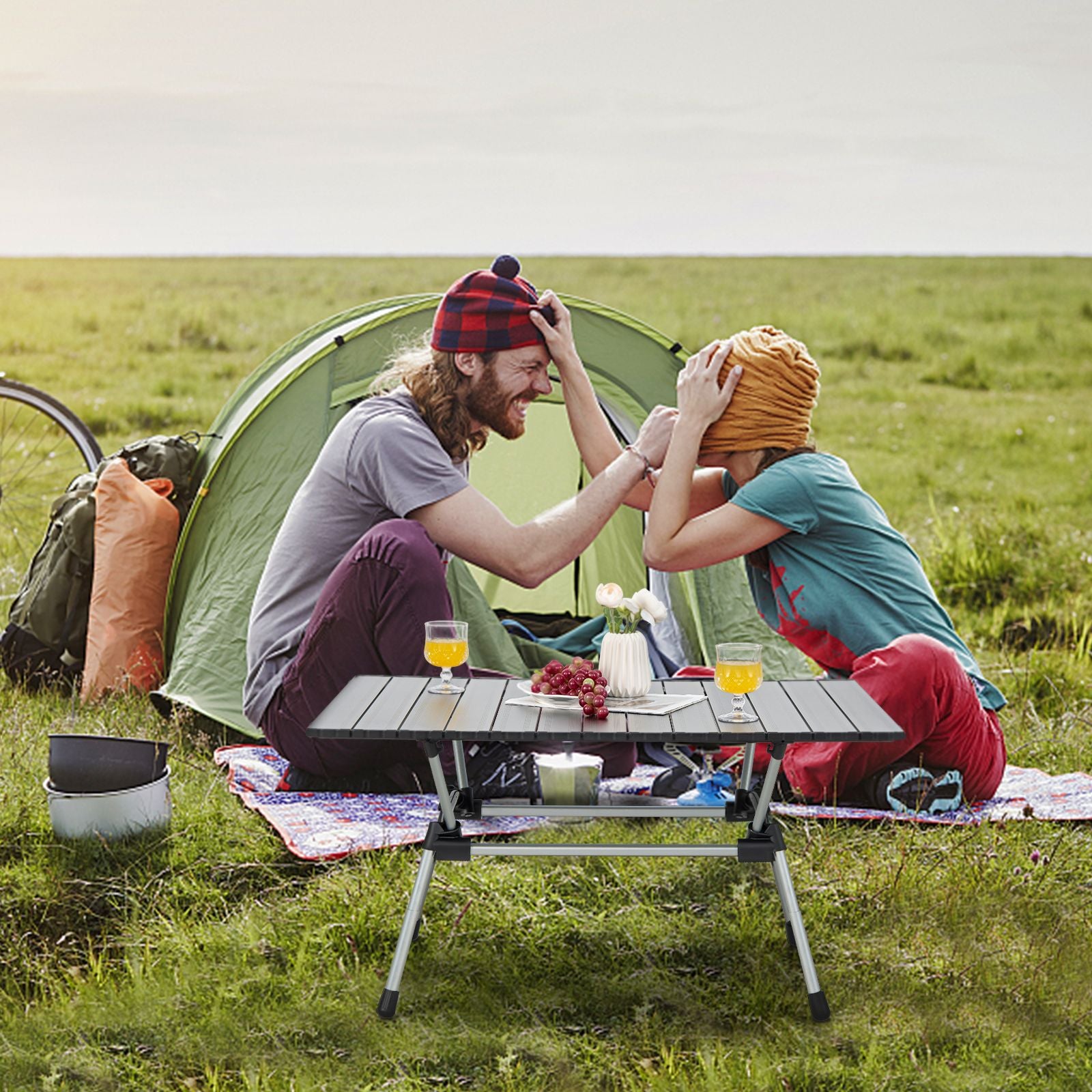 Heavy-Duty Aluminum Camping Table Folding Outdoor Picnic Table