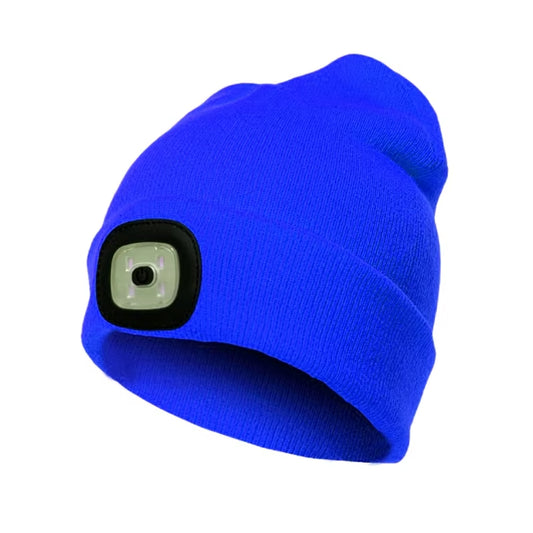 LED Beanie Hat with Light Unisex Warm Winter Hat with Lights LED Headlamp Cap Winter Knitted Night Lighted Hat Flashlight