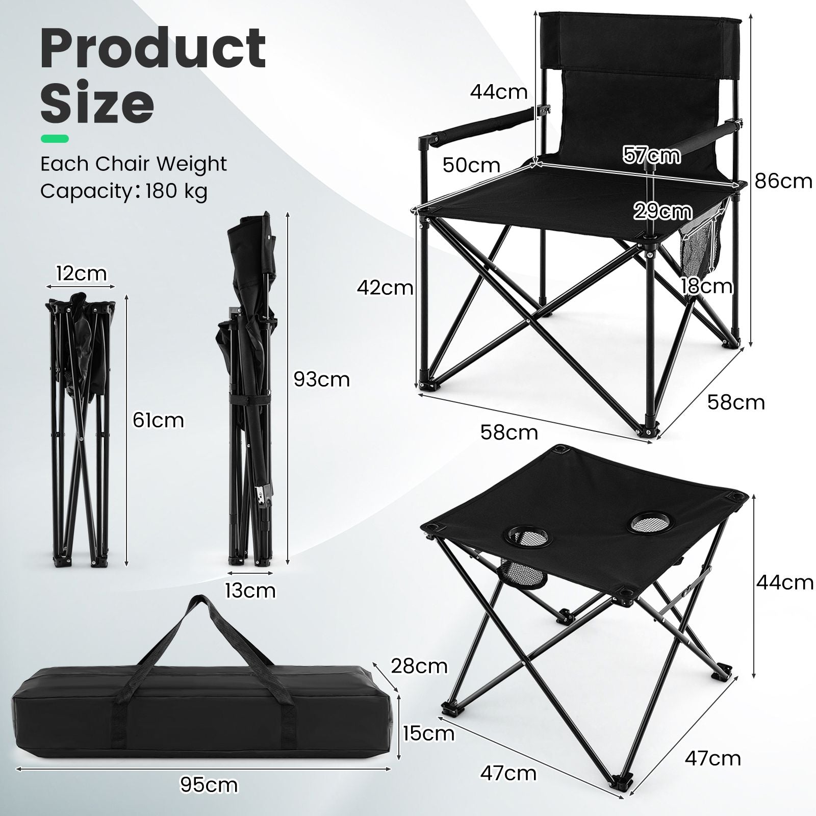 Outdoor Folding Camping Chairs and Table Set