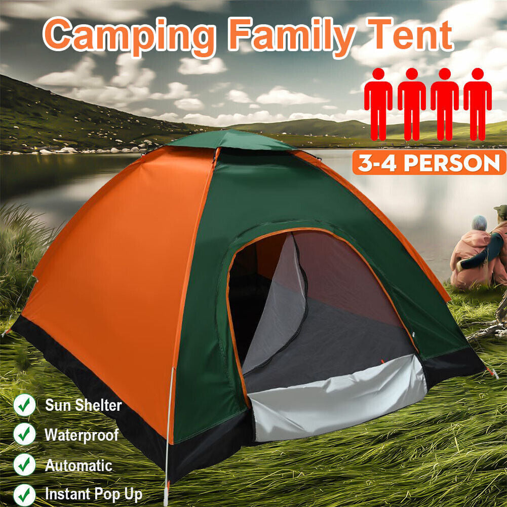 3-4 Man Automatic Instant Double Layer Pop up Camping Hiking Tent Waterproof