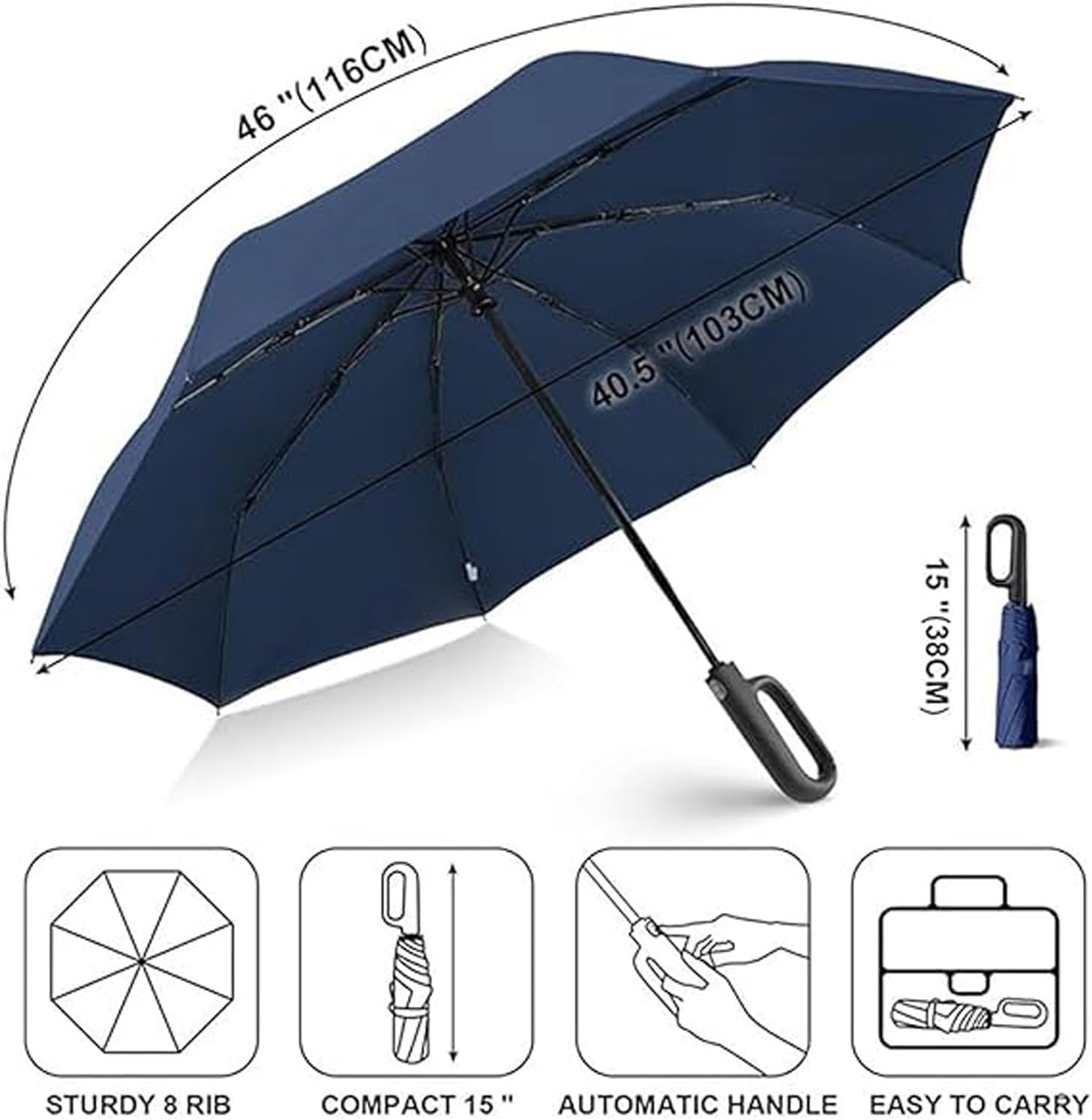 Ring Buckle Umbrella, Reflective Safety Strip, Sturdy Windproof, Travel Portable, Reverse Automatic Umbrella, Portable Folding Umbrella