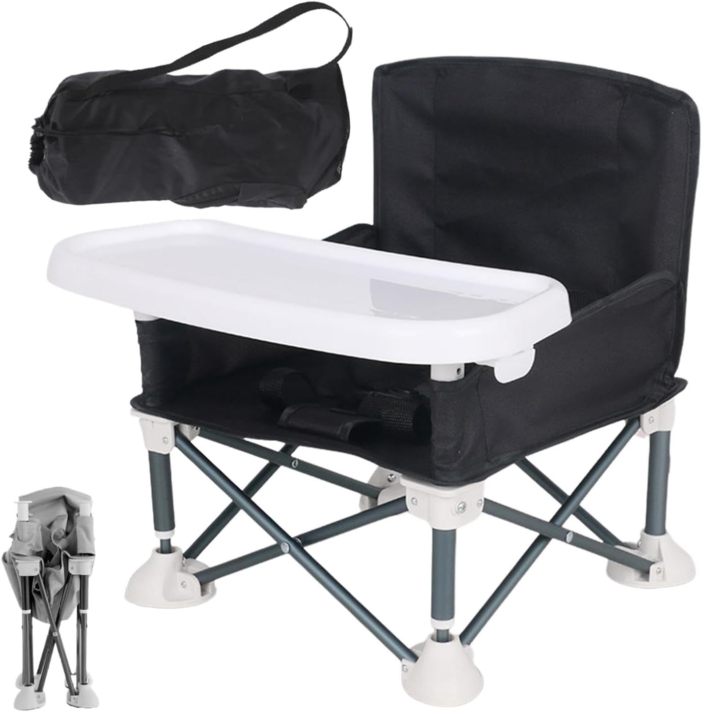 Baby Camping Chair with Tray | 12X14 Inch Foldable Baby Beach Chair | Portable High Chair with Removable Tray | Toddler Booster Seat Dining Chair for Travel Feeding