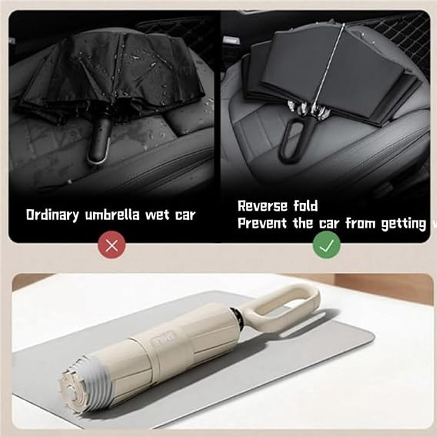 Ring Buckle Umbrella, Reflective Safety Strip, Sturdy Windproof, Travel Portable, Reverse Automatic Umbrella, Portable Folding Umbrella