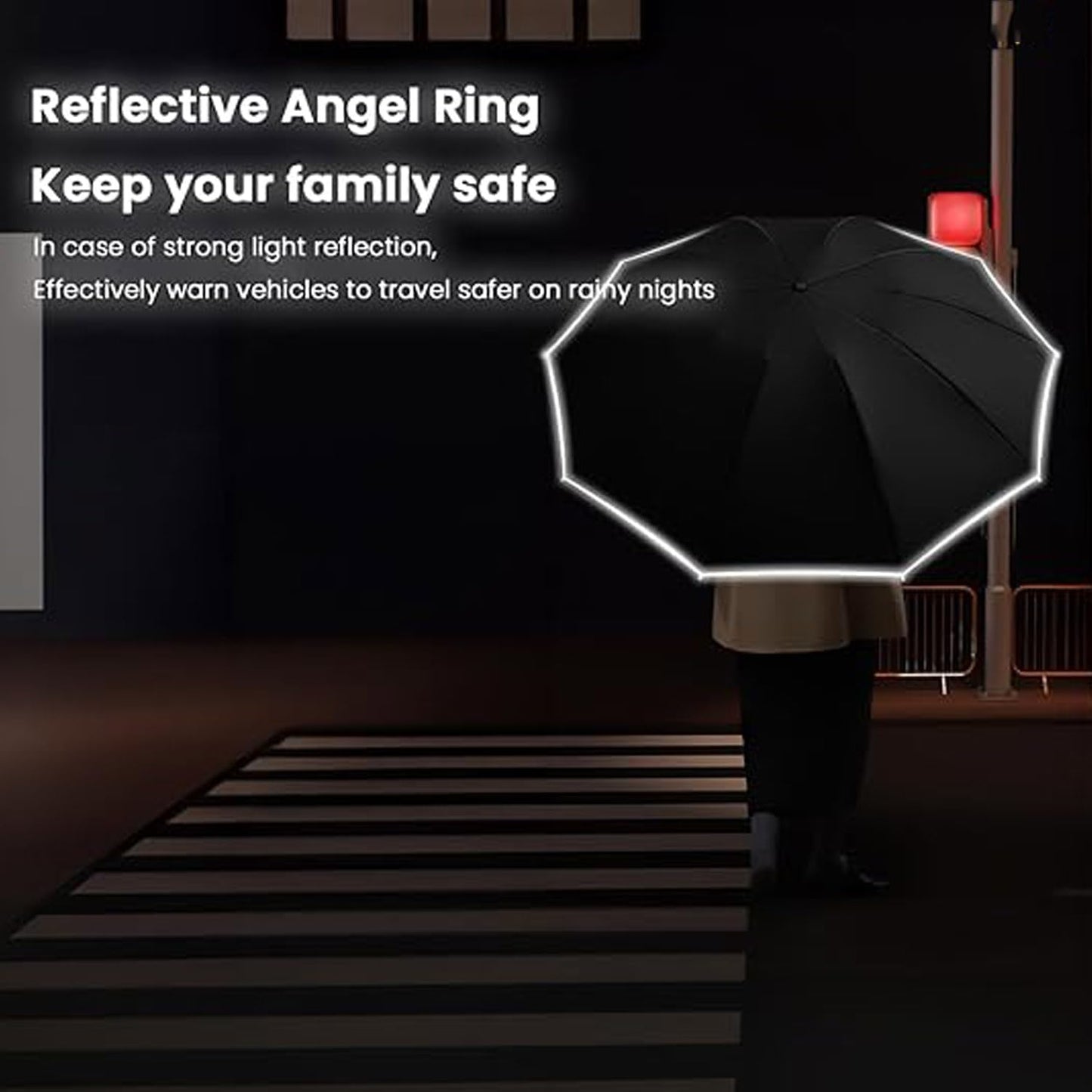 Ring Buckle Umbrella, Reflective Safety Strip, Sturdy Windproof, Travel Portable, Reverse Automatic Umbrella, Portable Folding Umbrella