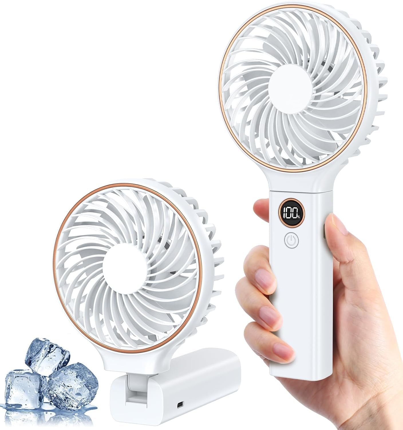 Rechargeable Hand Held Fan with LED Display