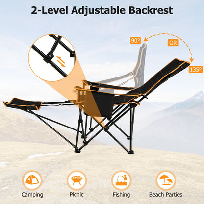 Folding Camping Lounge Chair with Adjustable Backrest