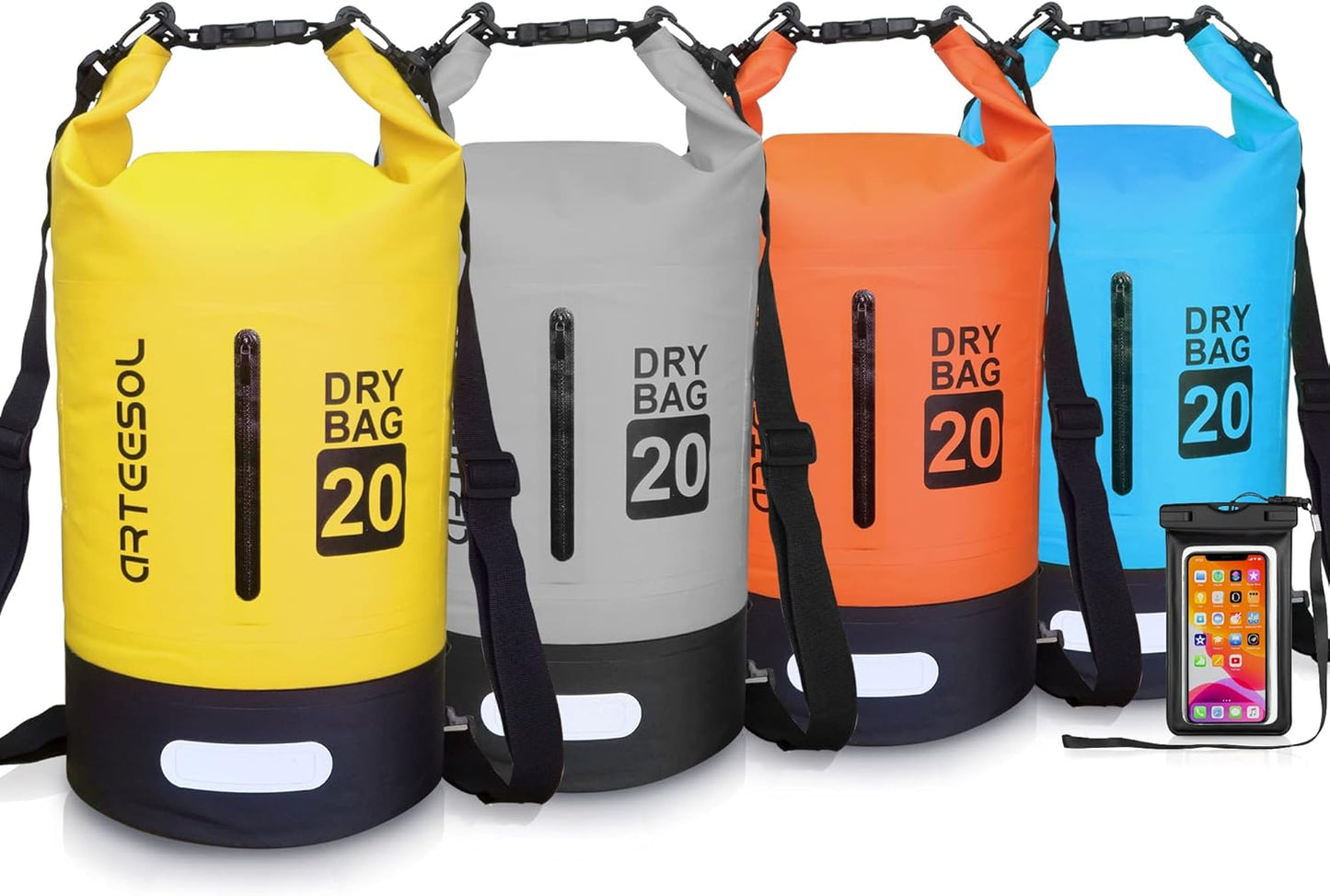 Dry Bag 5L 10L 20L 30L Waterproof Dry Bag/Sack with Phone Pouch Long Adjustable Strap for Kayaking Boat Tour Canoe/Fishing/Rafting/Swimming/Snowboarding