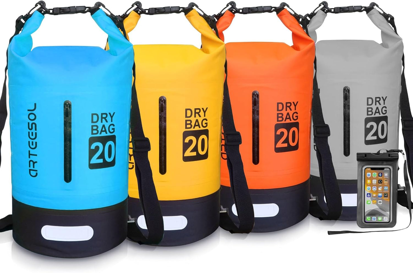 Dry Bag 5L 10L 20L 30L Waterproof Dry Bag/Sack with Phone Pouch Long Adjustable Strap for Kayaking Boat Tour Canoe/Fishing/Rafting/Swimming/Snowboarding