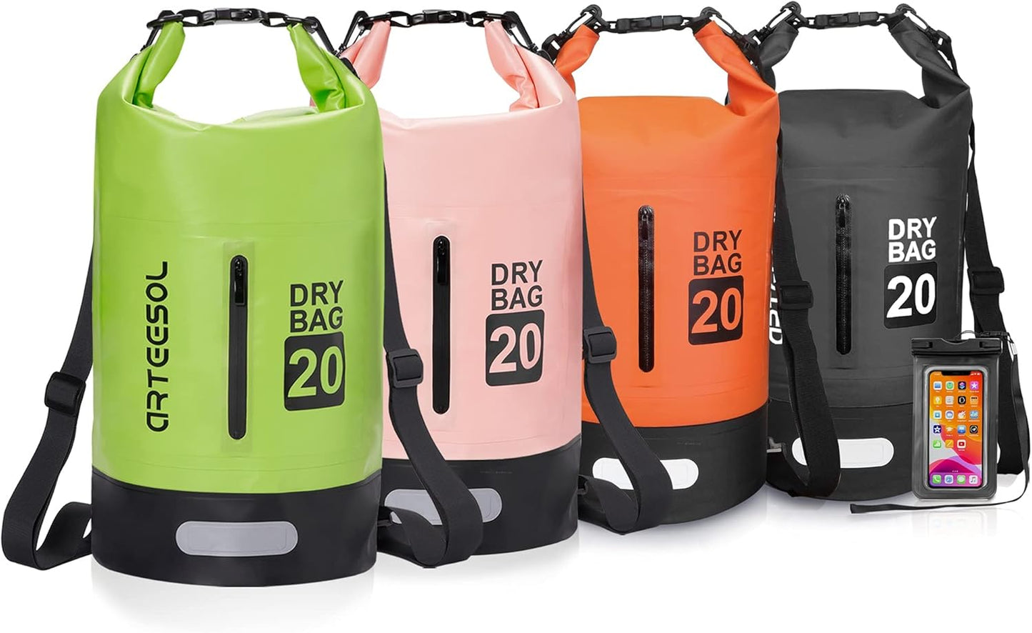 Dry Bag 5L 10L 20L 30L Waterproof Dry Bag/Sack with Phone Pouch Long Adjustable Strap for Kayaking Boat Tour Canoe/Fishing/Rafting/Swimming/Snowboarding