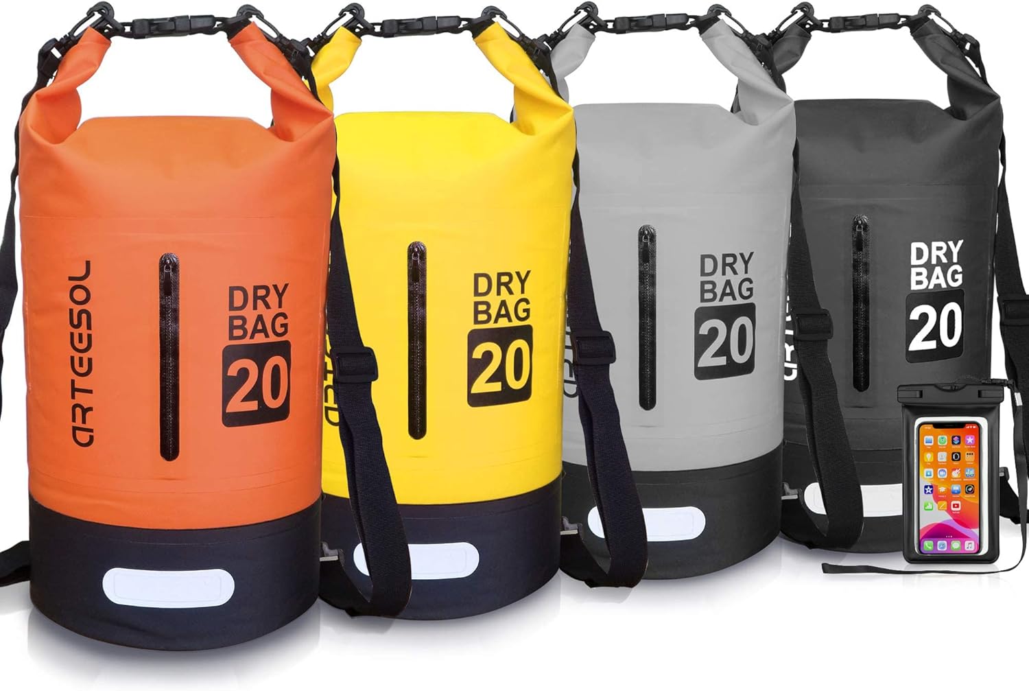 Dry Bag 5L 10L 20L 30L Waterproof Dry Bag/Sack with Phone Pouch Long Adjustable Strap for Kayaking Boat Tour Canoe/Fishing/Rafting/Swimming/Snowboarding