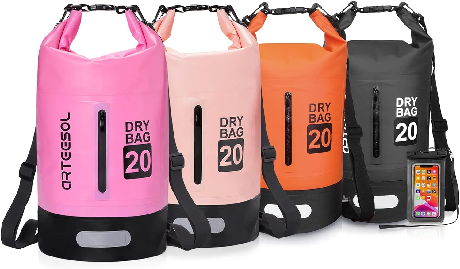 Dry Bag 5L 10L 20L 30L Waterproof Dry Bag/Sack with Phone Pouch Long Adjustable Strap for Kayaking Boat Tour Canoe/Fishing/Rafting/Swimming/Snowboarding