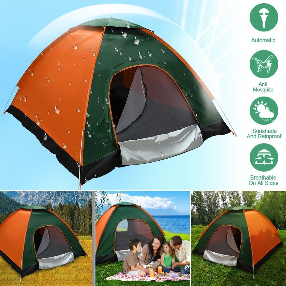 3-4 Man Automatic Instant Double Layer Pop up Camping Hiking Tent Waterproof