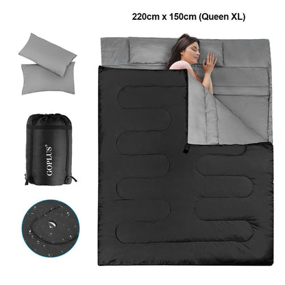 Double Sleeping Bag Extra Large Waterproof with Carrying Bag