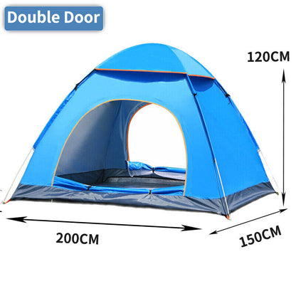 3 Man Automatic Instant Pop up Tent Double Door Camping Tent Waterproof Outdoor