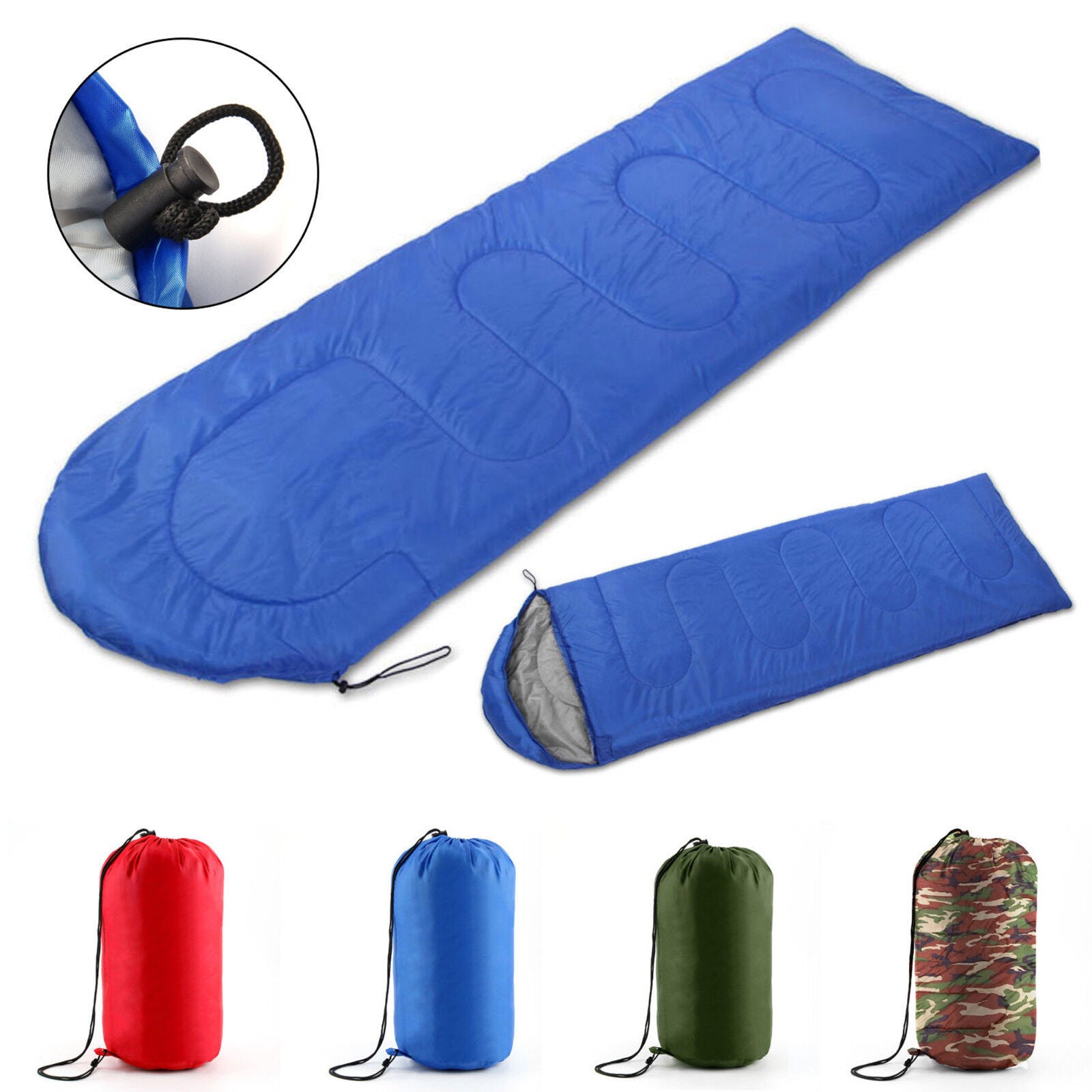 3-4 SEASON SINGLE SLEEPING BAGS CAMPING RECTANGULAR ENVELOPE ZIP up KIDS ADULT