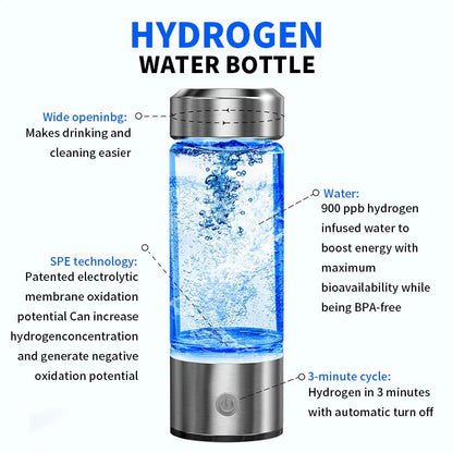 420Ml Hydrogen-Rich Water Cup Electric Hydrogen Rich Water Generator Bottle Titanium Quality Filter Portable Antioxidant Lonizer
