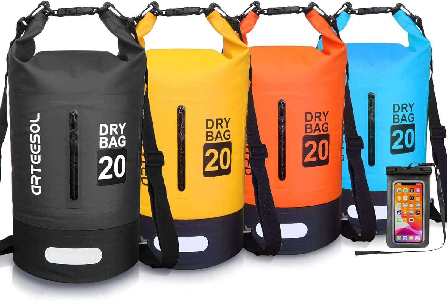 Dry Bag 5L 10L 20L 30L Waterproof Dry Bag/Sack with Phone Pouch Long Adjustable Strap for Kayaking Boat Tour Canoe/Fishing/Rafting/Swimming/Snowboarding