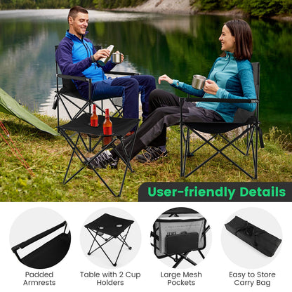 Outdoor Folding Camping Chairs and Table Set