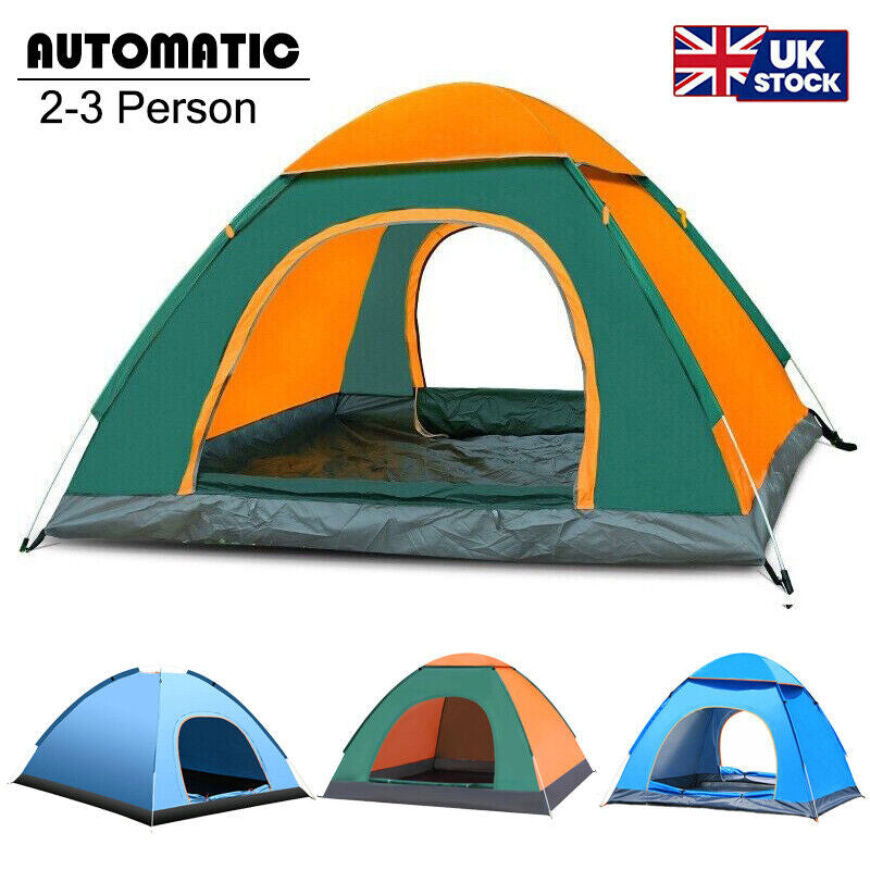 3 Man Automatic Instant Pop up Tent Double Door Camping Tent Waterproof Outdoor