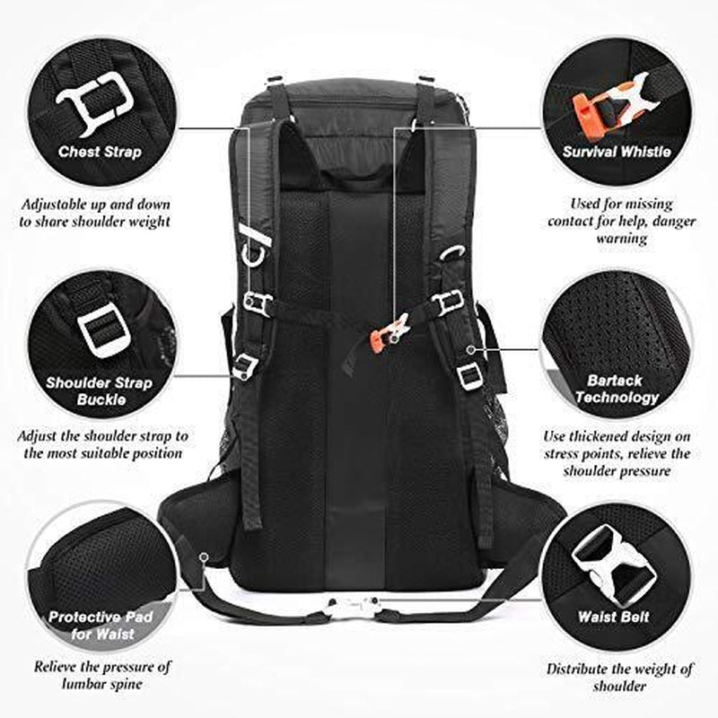 Hiking Backpack 50L for Men,Waterproof Large Camping Rucksack Backpacking