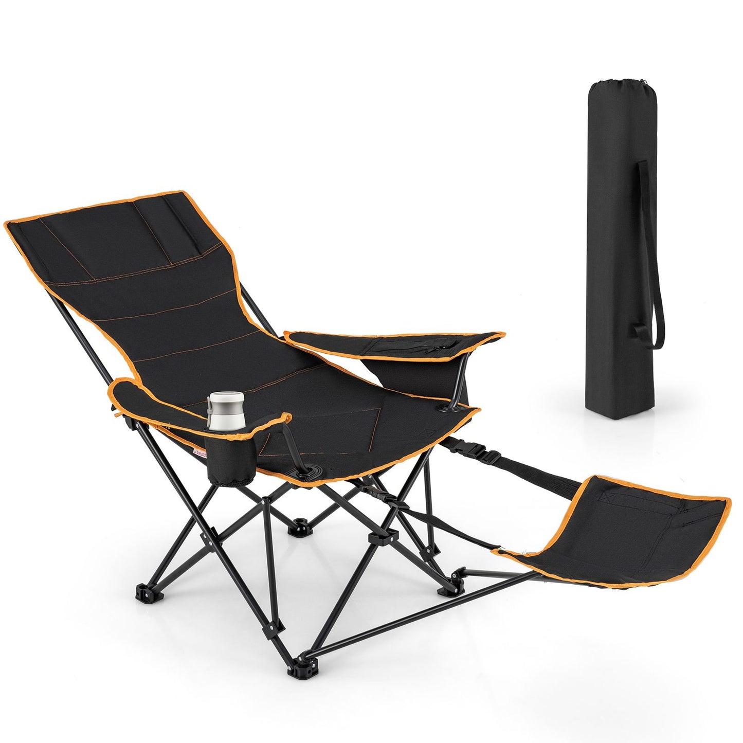 Folding Camping Lounge Chair with Adjustable Backrest