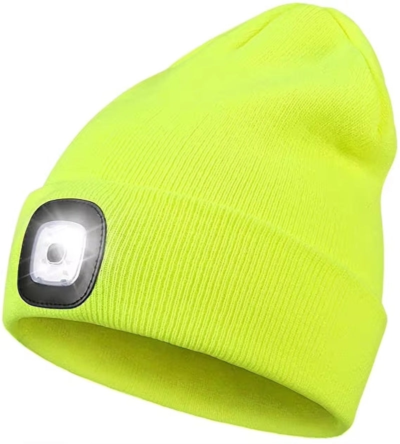 LED Beanie Hat with Light Unisex Warm Winter Hat with Lights LED Headlamp Cap Winter Knitted Night Lighted Hat Flashlight