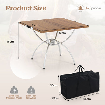 Foldable Picnic Table with Extendable Design and Wood-Grain Tabletop for Hiking Fishing BBQ Party