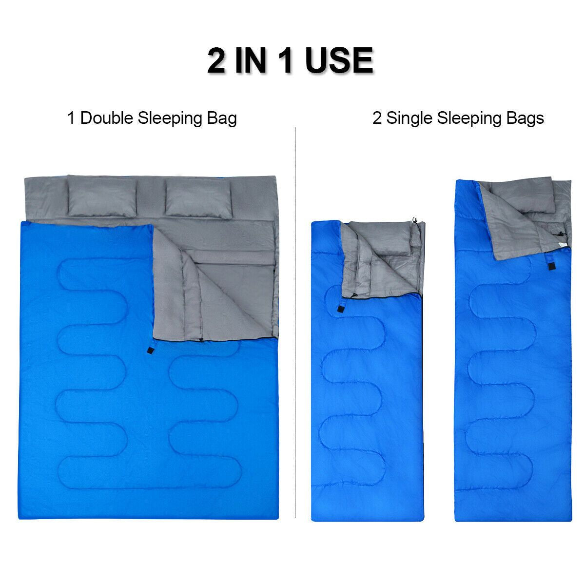 Double Sleeping Bag Extra Large Waterproof with Carrying Bag