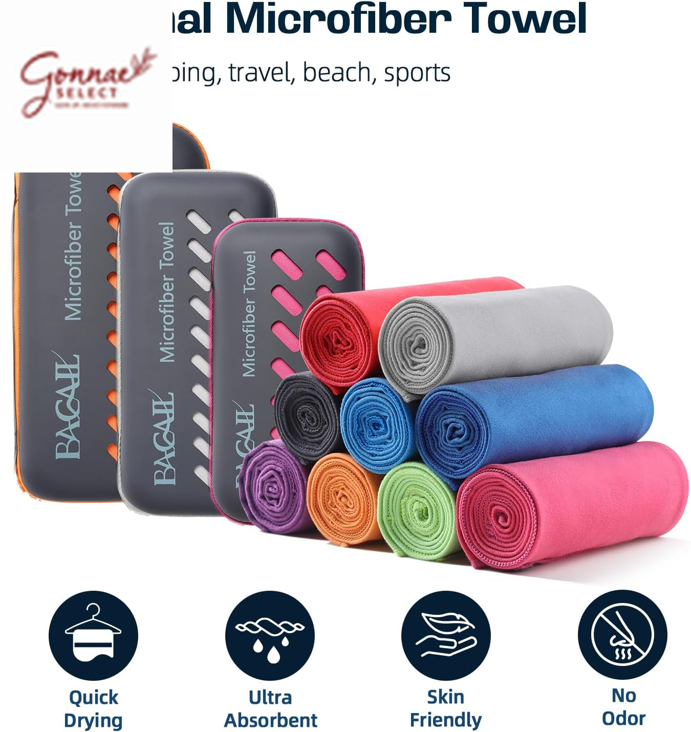 BAGAIL Microfiber Travel Towel – 10x Faster Drying